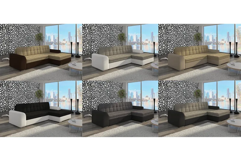 Amerikana Hjørnesovesofa med Divan - Svart - Møbler - Sofaer - Skinnsofaer