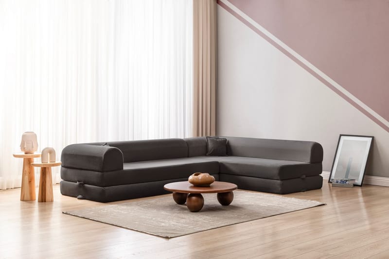 Hjørnesovesofa Atelier Del Sofa Legom Eco (280 x 90 x 25 cm) Antrasitt - Møbler - Sofaer - Sovesofaer - Langsgående sovesofa