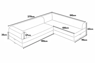 Hjørnesovesofa Atelier Del Sofa Legom Eco (280 x 90 x 25 cm) Lysegrå - Møbler - Sofaer - Sovesofaer - Langsgående sovesofa