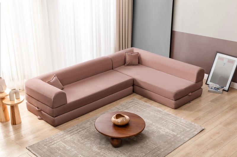 Hjørnesovesofa Atelier Del Sofa Legom Eco (280 x 90 x 25 cm) Rosa - Møbler - Sofaer - Sovesofaer - Hjørnesovesofa