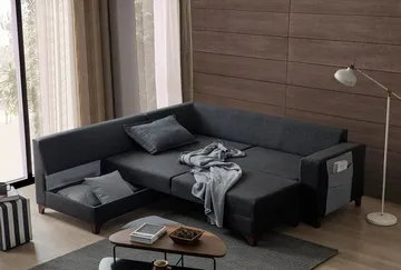 Hjørnesovesofa Atelier Del Sofa Loft Venstre (230 x 90 x 150 cm) Antrasitt - Antrasitt - Møbler - Sofaer - Sovesofaer - Hjørnesovesofa