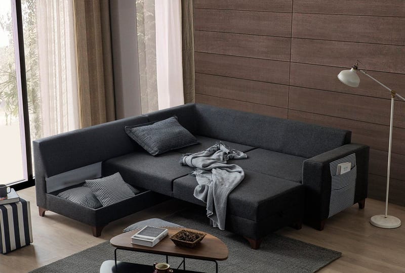 Hjørnesovesofa Atelier Del Sofa Loft Venstre (230 x 90 x 150 cm) Antrasitt - Antrasitt - Møbler - Sofaer - Sovesofaer - Hjørnesovesofa