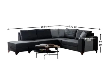 Hjørnesovesofa Atelier Del Sofa Loft Venstre (230 x 90 x 150 cm) Antrasitt - Antrasitt - Møbler - Sofaer - Sovesofaer - Hjørnesovesofa
