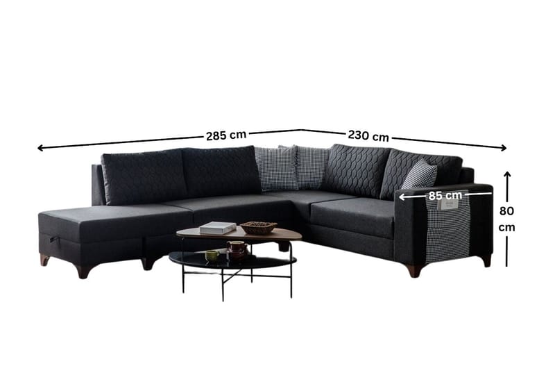 Hjørnesovesofa Atelier Del Sofa Loft Venstre (230 x 90 x 150 cm) Antrasitt - Antrasitt - Møbler - Sofaer - Sovesofaer - Hjørnesovesofa