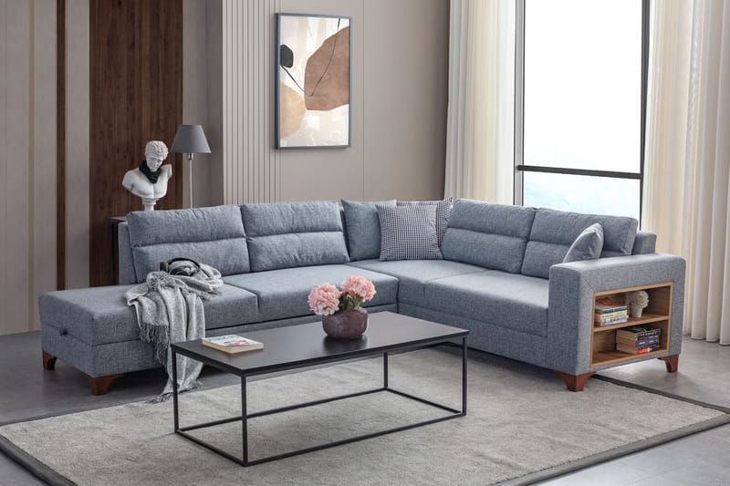 Hjørnesovesofa Atelier Del Sofa T-Loft Høyre (230 x 90 x 150 cm) Grå - Grå - Møbler - Sofaer - Sovesofaer - Hjørnesovesofa