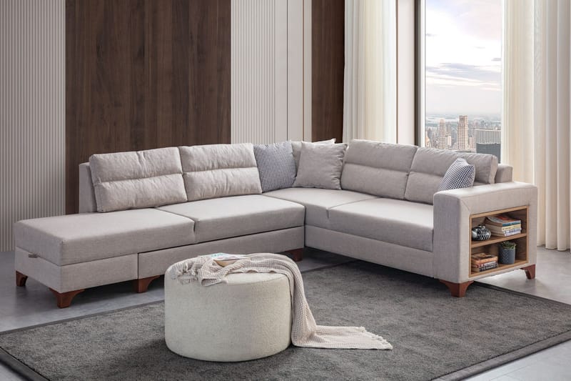 Hjørnesovesofa Atelier Del Sofa T-Loft Høyre (230 x 90 x 150 cm) Krem - Krem - Møbler - Sofaer - Sovesofaer - Hjørnesovesofa