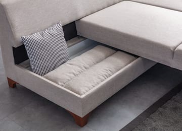 Hjørnesovesofa Atelier Del Sofa T-Loft Høyre (230 x 90 x 150 cm) Krem - Krem - Møbler - Sofaer - Sovesofaer - Hjørnesovesofa
