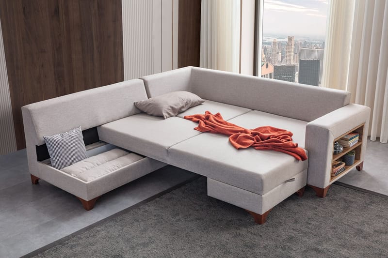 Hjørnesovesofa Atelier Del Sofa T-Loft Høyre (230 x 90 x 150 cm) Krem - Krem - Møbler - Sofaer - Sovesofaer - Hjørnesovesofa