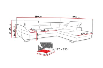 Hjørnesovesofa Brassington - Mørkegrå - Møbler - Sofaer - Sovesofaer - Sovesofa divan