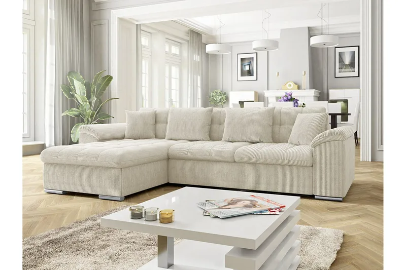 Camior 3-sits Hörnbäddsoffa Beige/Light beige - Møbler - Sofaer - Sovesofaer - Sovesofa divan