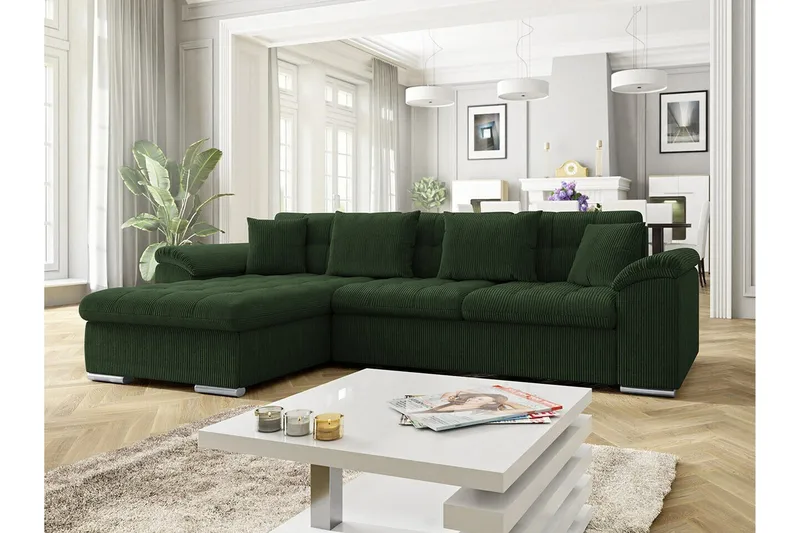 Camior 3-sits Hörnbäddsoffa Dark green - Møbler - Sofaer - Sovesofaer - Hjørnesovesofa