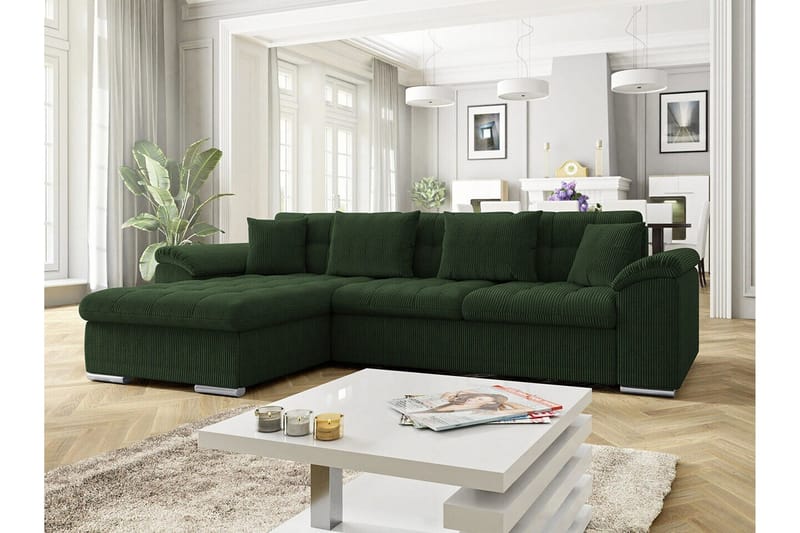 Camior 3-sits Hörnbäddsoffa Dark green - Møbler - Sofaer - Sovesofaer - Hjørnesovesofa