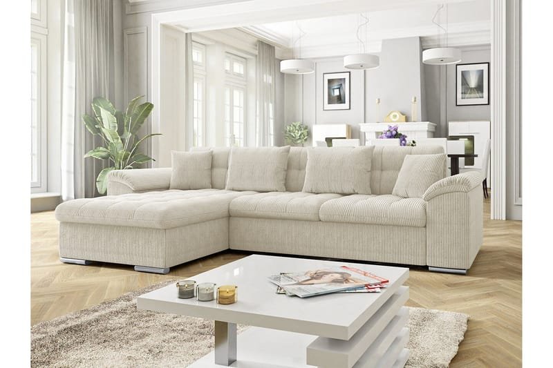 Camior 3-sits Hörnbäddsoffa NO_BRAND Beige/Light beige - Møbler - Sofaer - Sovesofaer - Sovesofa divan