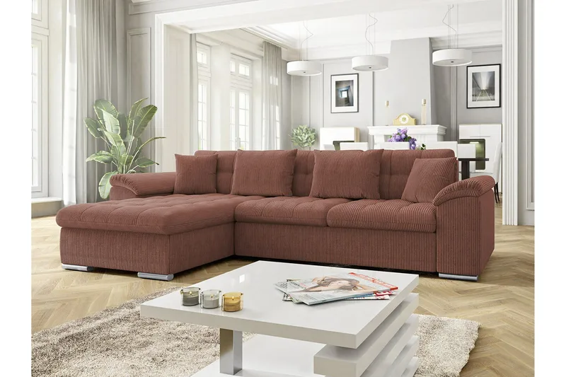 Camior 3-sits Hörnbäddsoffa NO_BRAND Brown - Møbler - Sofaer - Sovesofaer - Hjørnesovesofa