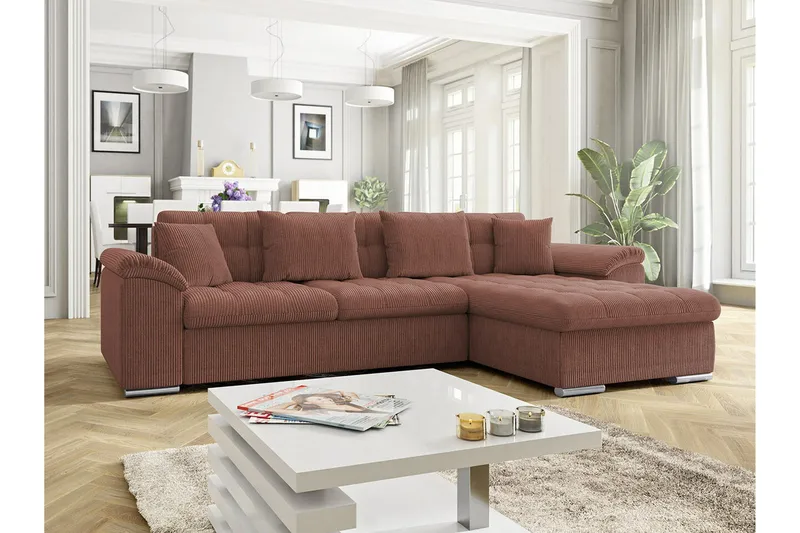 Camior 3-sits Hörnbäddsoffa NO_BRAND Brown - Møbler - Sofaer - Sovesofaer - Hjørnesovesofa