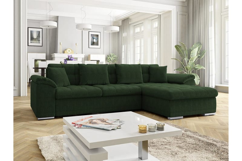 Camior 3-sits Hörnbäddsoffa NO_BRAND Dark green - Møbler - Sofaer - Sovesofaer - Hjørnesovesofa