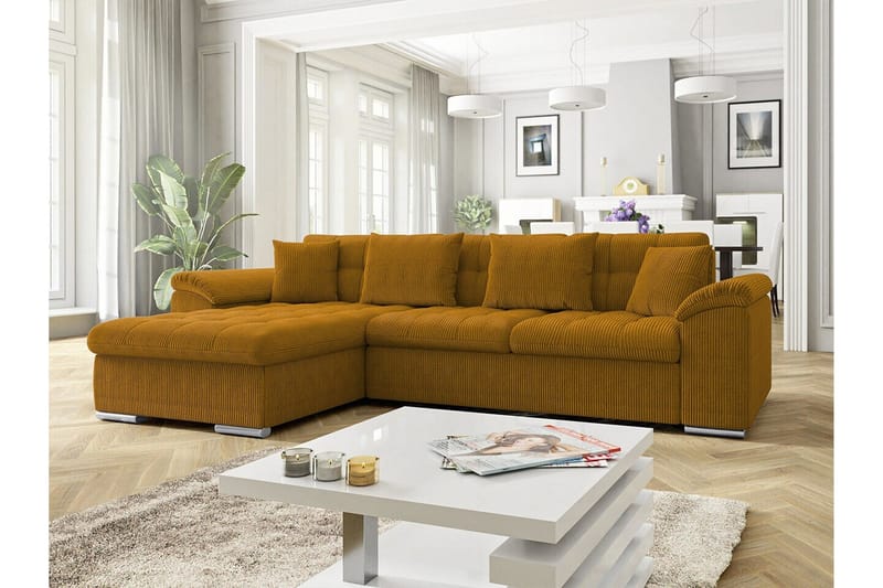 Camior 3-sits Hörnbäddsoffa NO_BRAND Dark yellow - Møbler - Sofaer - Sovesofaer - Hjørnesovesofa