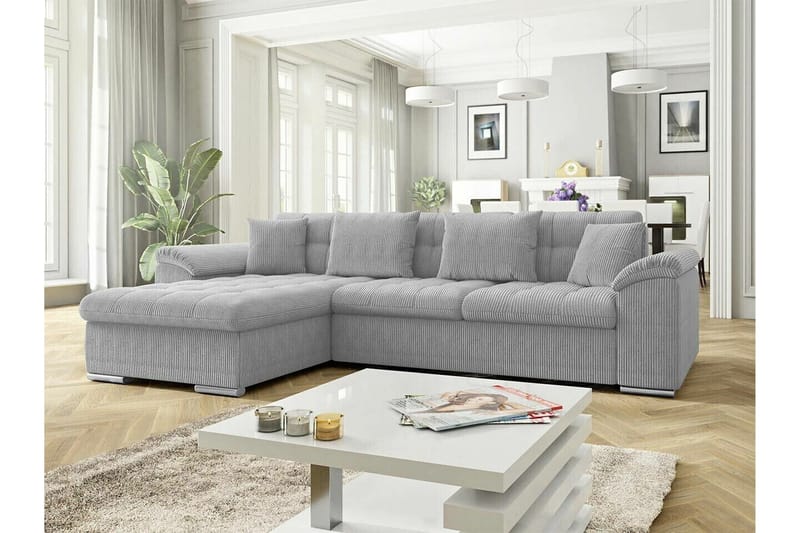 Camior 3-sits Hörnbäddsoffa NO_BRAND Ljusgrå - Møbler - Sofaer - Sovesofaer - Hjørnesovesofa
