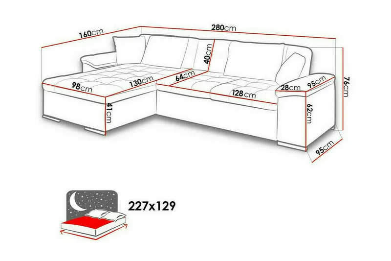 Camior 3-sits Hörnbäddsoffa NO_BRAND Yellow - Møbler - Sofaer - Sovesofaer - Hjørnesovesofa