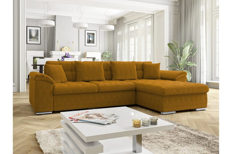 Camior 3-sits Hörnbäddsoffa NO_BRAND Yellow - Møbler - Sofaer - Sovesofaer - Hjørnesovesofa