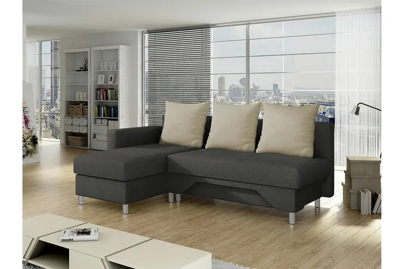 Castlebay 3-sits Hörnbäddsoffa Brown/Beige - Møbler - Sofaer - Sovesofaer - Hjørnesovesofa