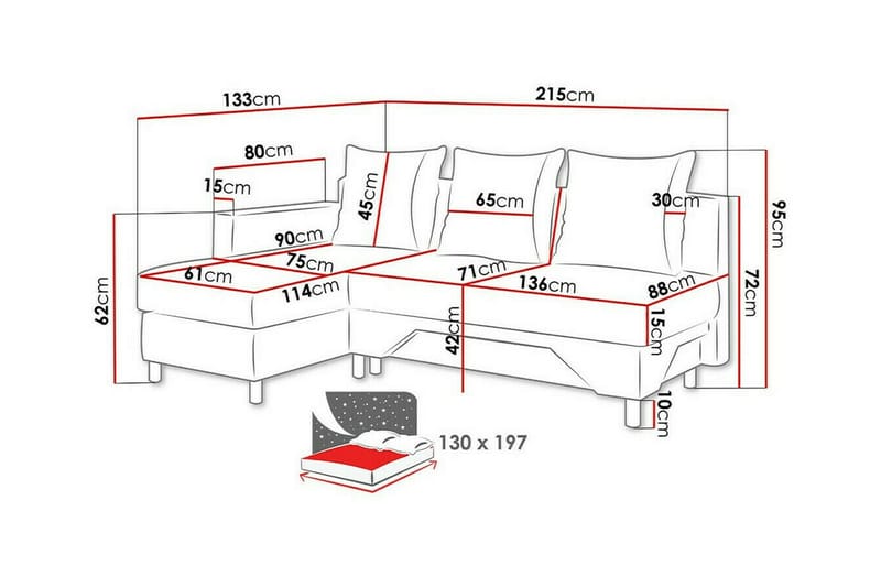 Castlebay 3-sits Hörnbäddsoffa NO_BRAND Brown/Beige - Møbler - Sofaer - Sovesofaer - Hjørnesovesofa