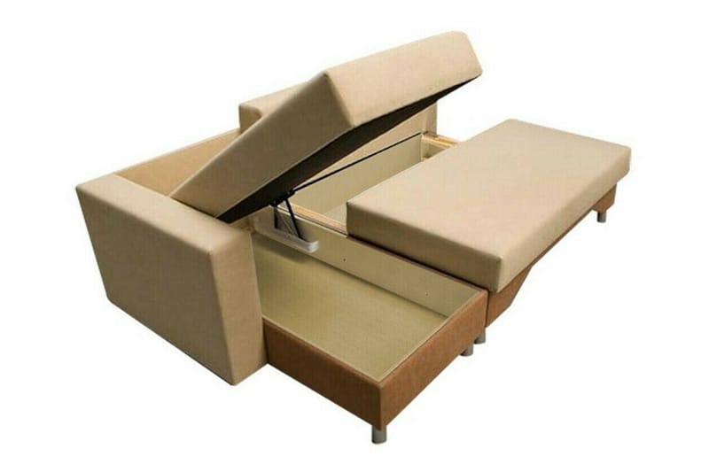Castlebay 3-sits Hörnbäddsoffa NO_BRAND Brown/Beige - Møbler - Sofaer - Sovesofaer - Hjørnesovesofa