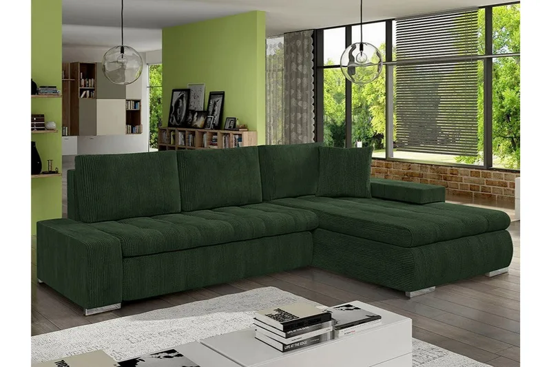 Cerys 3-sits Hörnbäddsoffa Green - Møbler - Sofaer - Sovesofaer - Hjørnesovesofa