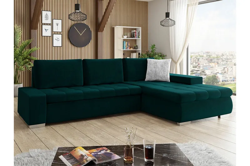 Cerys 3-sits Hörnbäddsoffa Green - Møbler - Sofaer - Sovesofaer - Hjørnesovesofa