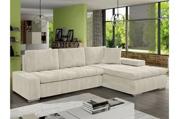 Cerys 3-sits Hörnbäddsoffa NO_BRAND beige - Møbler - Sofaer - Sovesofaer - Hjørnesovesofa