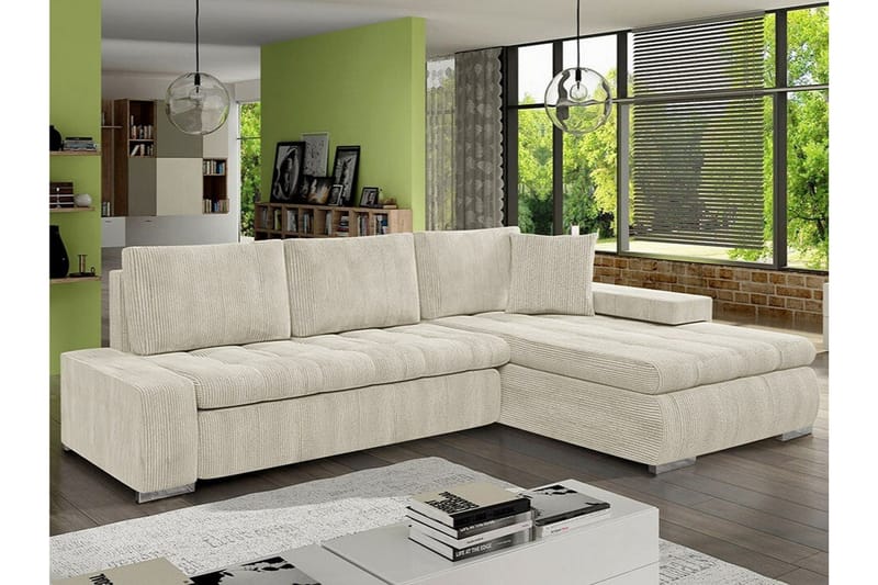 Cerys 3-sits Hörnbäddsoffa NO_BRAND beige - Møbler - Sofaer - Sovesofaer - Hjørnesovesofa