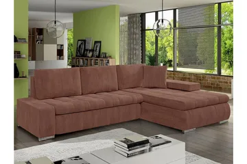 Cerys 3-sits Hörnbäddsoffa NO_BRAND Brown - Møbler - Sofaer - Sovesofaer - Hjørnesovesofa