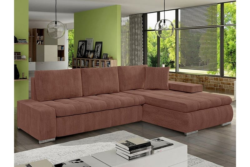 Cerys 3-sits Hörnbäddsoffa NO_BRAND Brown - Møbler - Sofaer - Sovesofaer - Hjørnesovesofa