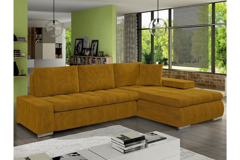 Cerys 3-sits Hörnbäddsoffa NO_BRAND Dark yellow - Møbler - Sofaer - Sovesofaer - Sovesofa divan