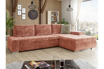 Cerys 3-sits Hörnbäddsoffa NO_BRAND Dark pink - Møbler - Sofaer - Sovesofaer - Hjørnesovesofa