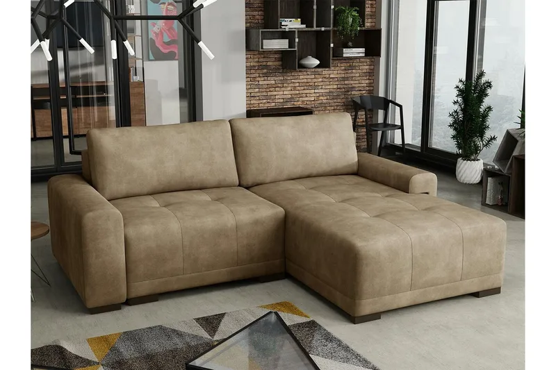 Denegal 2-sits Hörnbäddsoffa Brown - Møbler - Sofaer - Sovesofaer - Hjørnesovesofa
