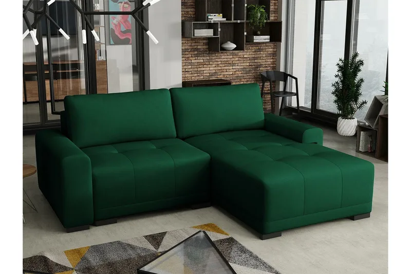 Denegal 2-sits Hörnbäddsoffa Dark green - Møbler - Sofaer - Sovesofaer - Sovesofa divan