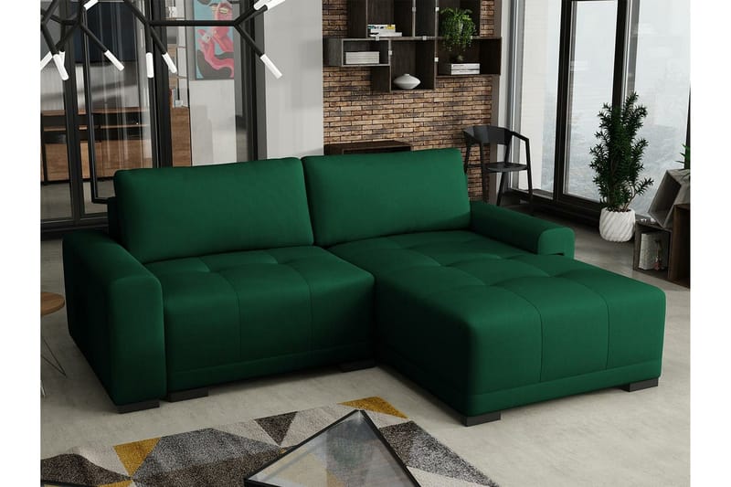 Denegal 2-sits Hörnbäddsoffa Dark green - Møbler - Sofaer - Sovesofaer - Sovesofa divan