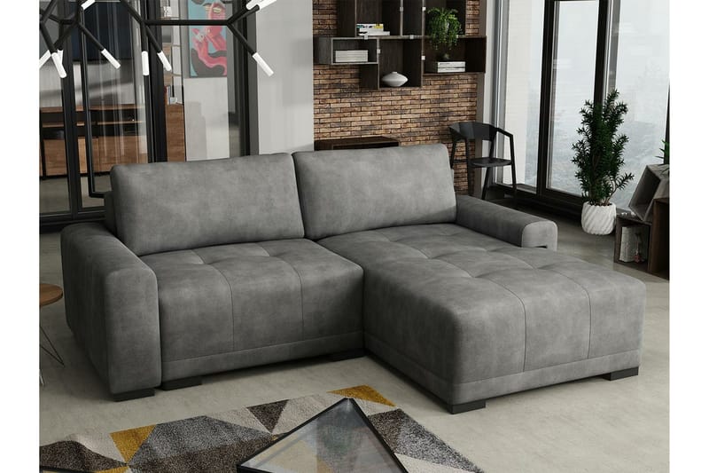 Denegal 2-sits Hörnbäddsoffa Dark grey - Møbler - Sofaer - Sovesofaer - Hjørnesovesofa