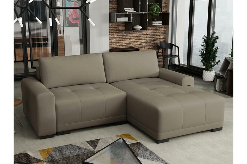 Denegal 2-sits Hörnbäddsoffa NO_BRAND Brown - Møbler - Sofaer - Sovesofaer - Hjørnesovesofa