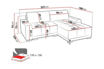 Denegal 2-sits Hörnbäddsoffa NO_BRAND Brown - Møbler - Sofaer - Sovesofaer - Hjørnesovesofa