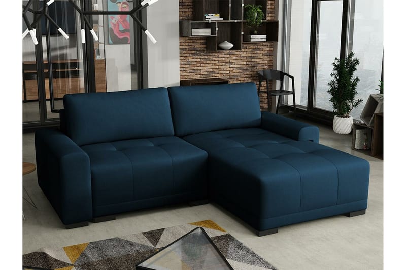 Denegal 2-sits Hörnbäddsoffa NO_BRAND Dark blue - Møbler - Sofaer - Sovesofaer - Hjørnesovesofa