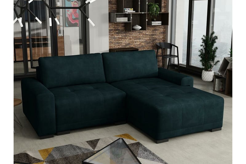 Denegal 2-sits Hörnbäddsoffa NO_BRAND Dark green - Møbler - Sofaer - Sovesofaer - Hjørnesovesofa