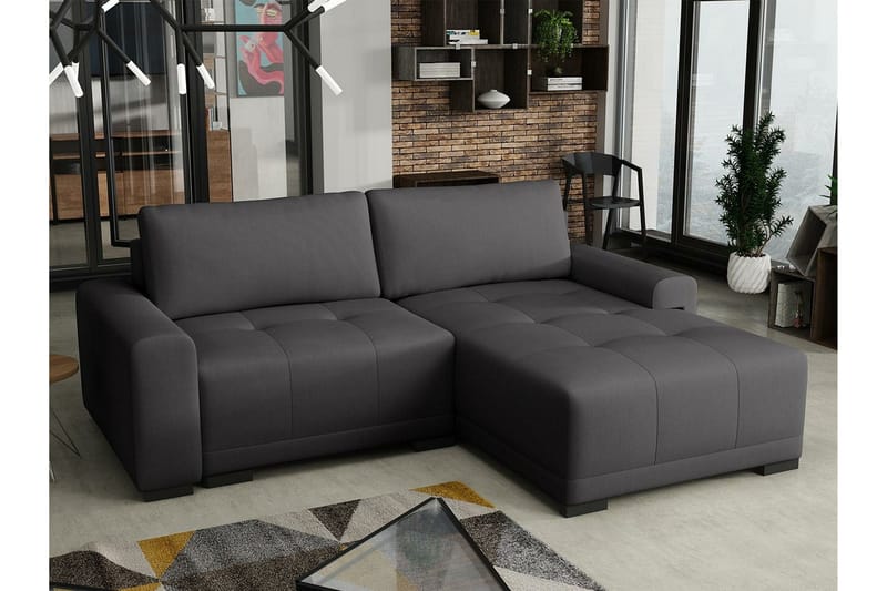Denegal 2-sits Hörnbäddsoffa NO_BRAND Dark grey - Møbler - Sofaer - Sovesofaer - Hjørnesovesofa