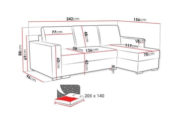 Denegal 3-seters Hjørnesovesofa - Blå - Møbler - Sofaer - Sovesofaer - Hjørnesovesofa