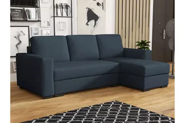 Denegal 3-seters Hjørnesovesofa - Blå - Møbler - Sofaer - Sovesofaer - Hjørnesovesofa