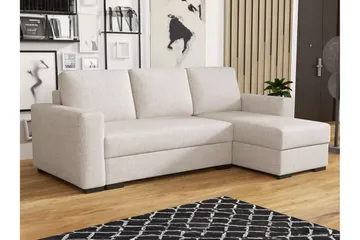 Denegal 3-seters Hjørnesovesofa - Cream - Møbler - Sofaer - Sovesofaer - Hjørnesovesofa