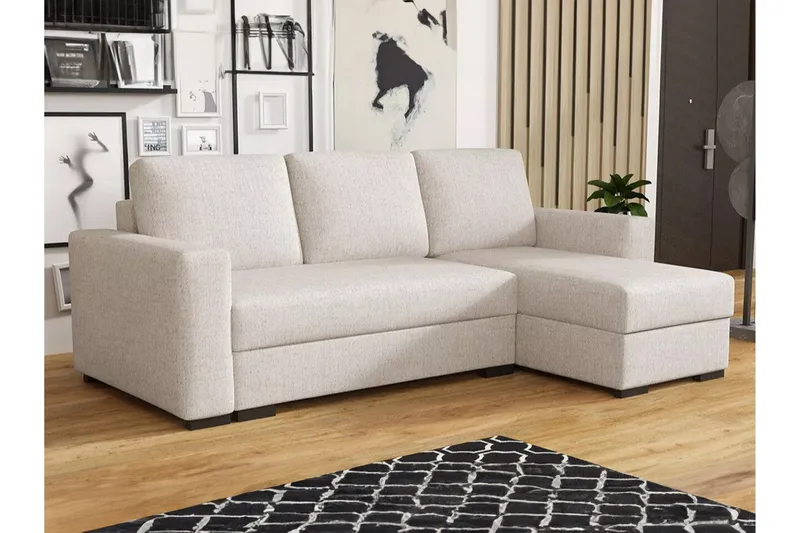 Denegal 3-seters Hjørnesovesofa - Cream - Møbler - Sofaer - Sovesofaer - Hjørnesovesofa