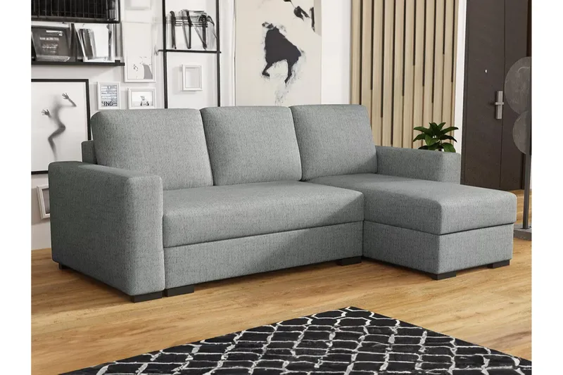 Denegal 3-seters Hjørnesovesofa - Grå - Møbler - Sofaer - Sovesofaer - Hjørnesovesofa