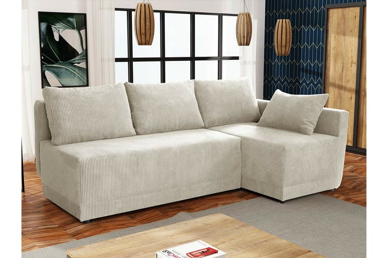 Denegal 3-sits Hörnbäddsoffa beige - Møbler - Sofaer - Sovesofaer - Hjørnesovesofa
